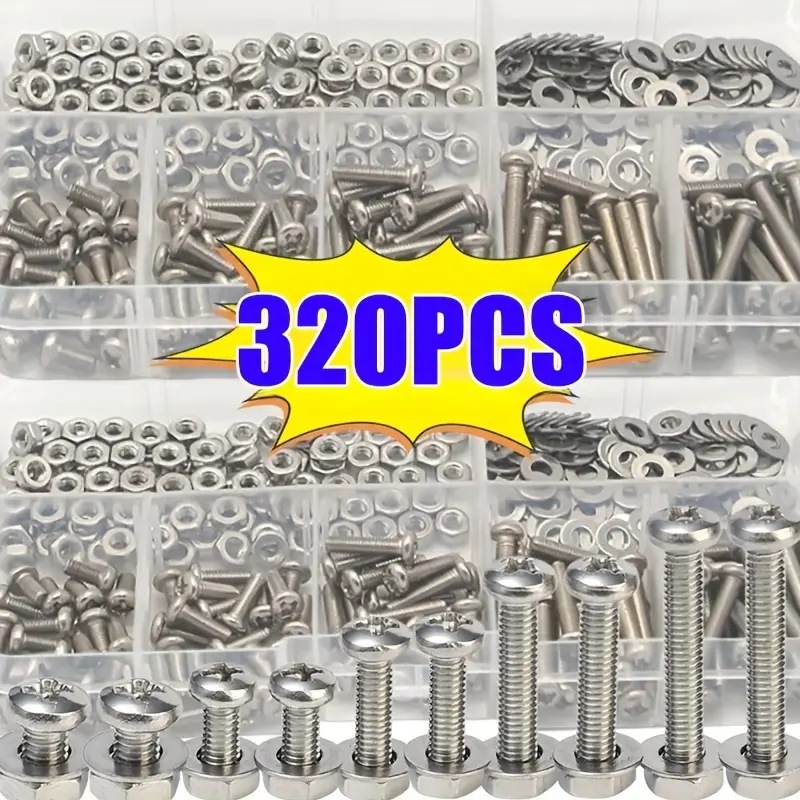 Furniture Hardware Bolts - 320PCS Hex Nuts & Bolts Set