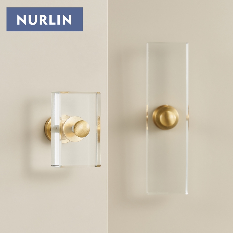 Furniture Hardware Vintage - Nurlin Brass Acrylic Cabinet Drawer Wardrobe