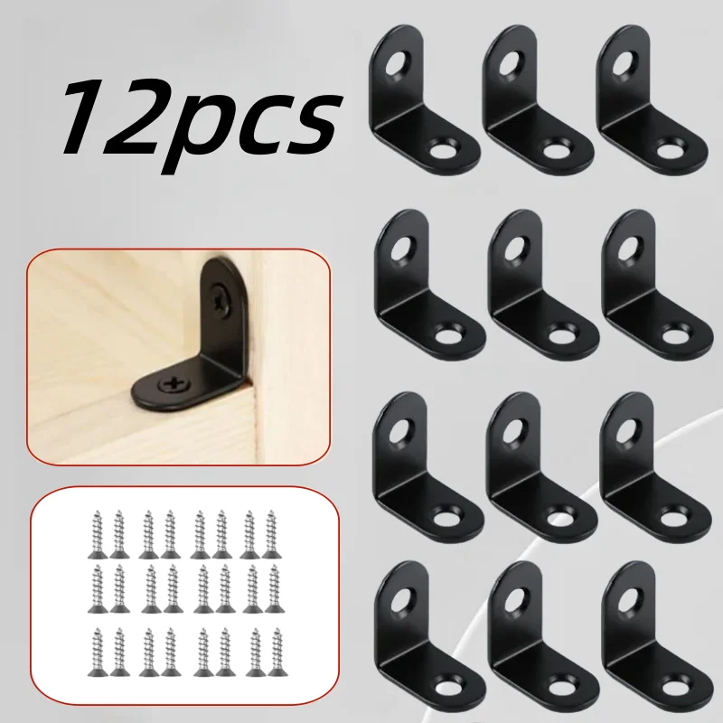 Used Furniture Hardware - 12pcs black metal right angle L-shaped
