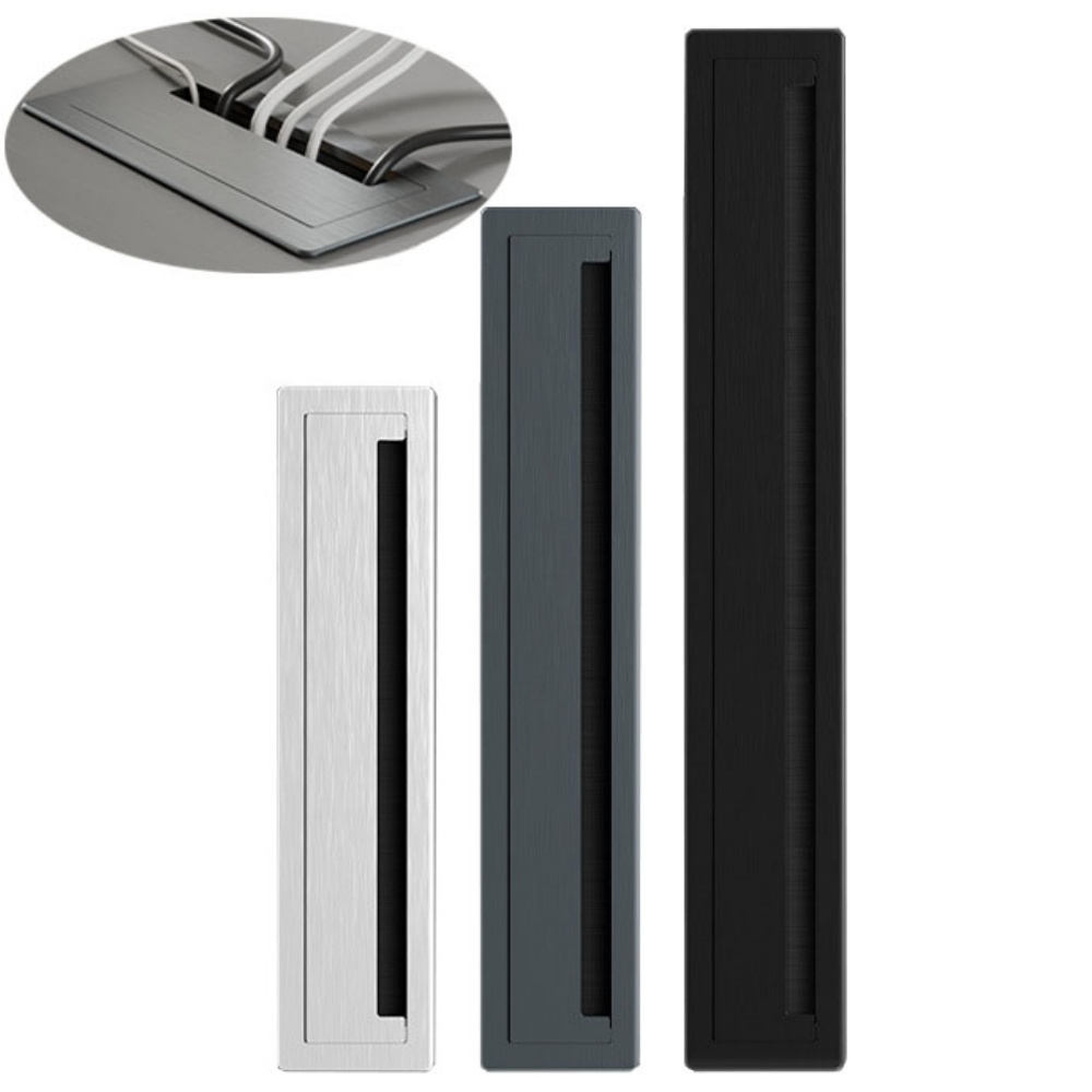 Furniture Hardware Outlet - 1PC Aluminum Alloy Rectangular Desk Cable