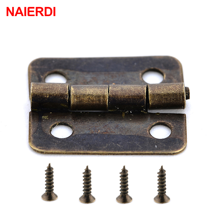 Furniture Hardware Vintage - 50PCS NAIERDI Antique Hinge Mini Bronze