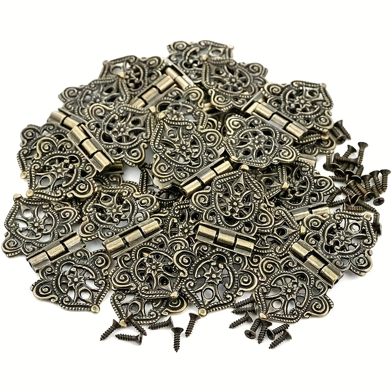 Furniture Hardware Vintage - 8PCS Vintage Alloy Hollow Flower Hinge