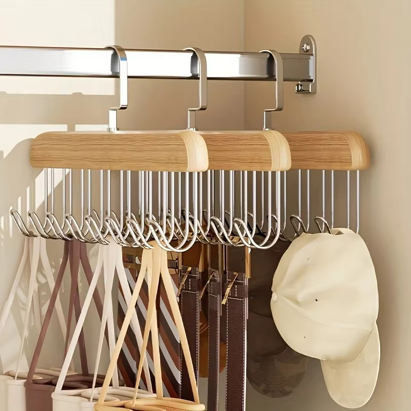 Solid Wood 8 Hook Belt Hanger  - Furniture Hardware Accessories ulasan dan harga