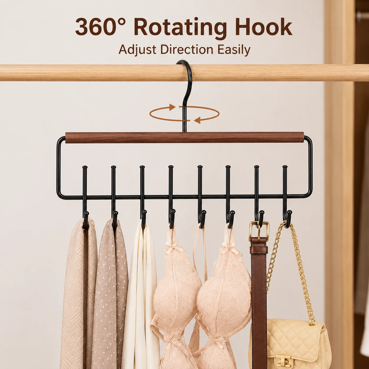 Tie Belt Scarf Hanger 8 Hooks  - Furniture Hardware Accessories ulasan dan harga