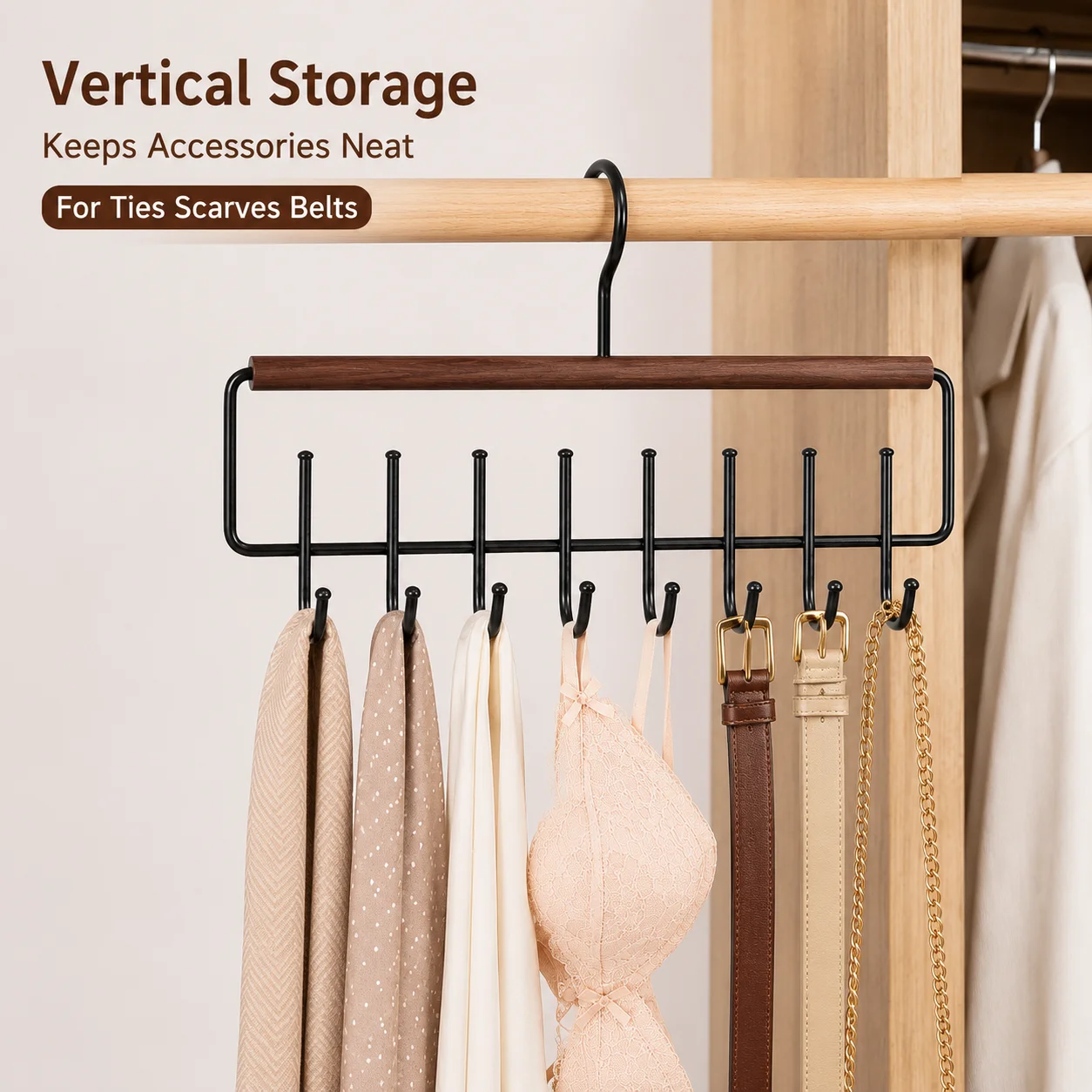 Tie Belt Scarf Hanger 8 Hooks  - Furniture Hardware Accessories ulasan dan harga
