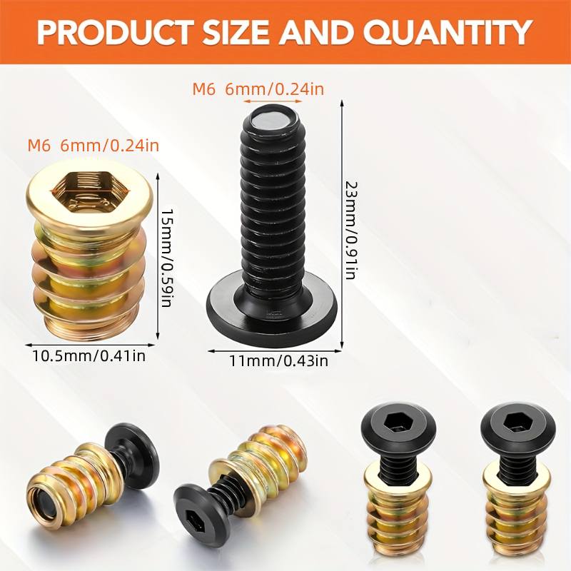 10PCS Threaded Inserts Nut Com - Furniture Hardware Bolts ulasan dan harga
