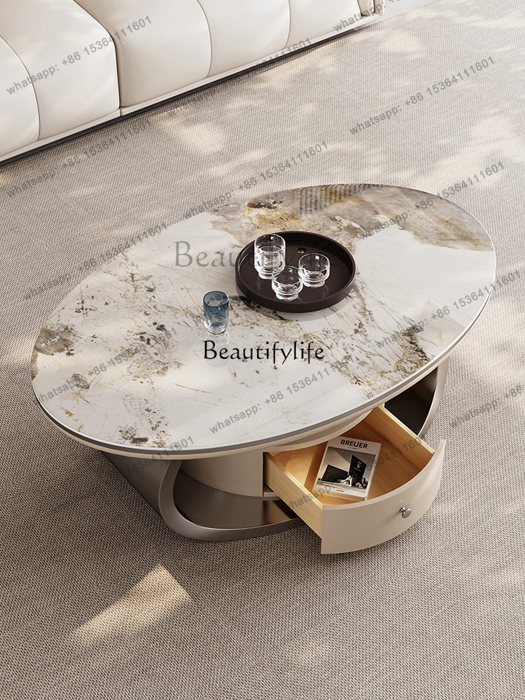 z.Light luxury rock slab oval  - Z. A. Furniture ulasan dan harga