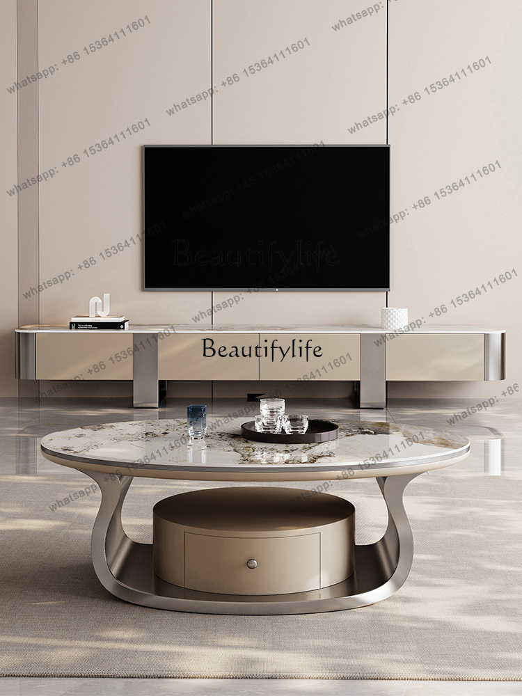 z.Light luxury rock slab oval  - Z. A. Furniture ulasan dan harga