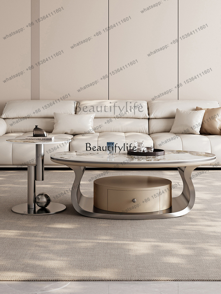 z.Light luxury rock slab oval  - Z. A. Furniture ulasan dan harga